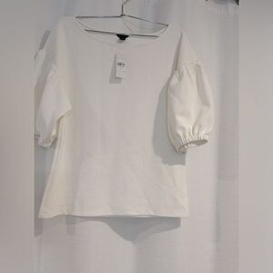 Ann Taylor- Ivory Puff Sleeve Top - New with tag